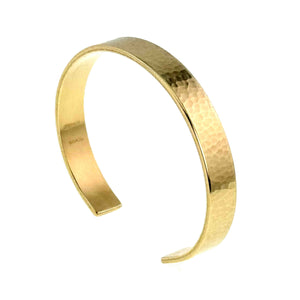 1 of 9: 10mm Hammered Nu Gold Brass Cuff Bracelet on a white background