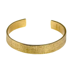 8 of 9: 10mm Wide Linen Nu Gold Tone Brass Cuff Bracelet Detail