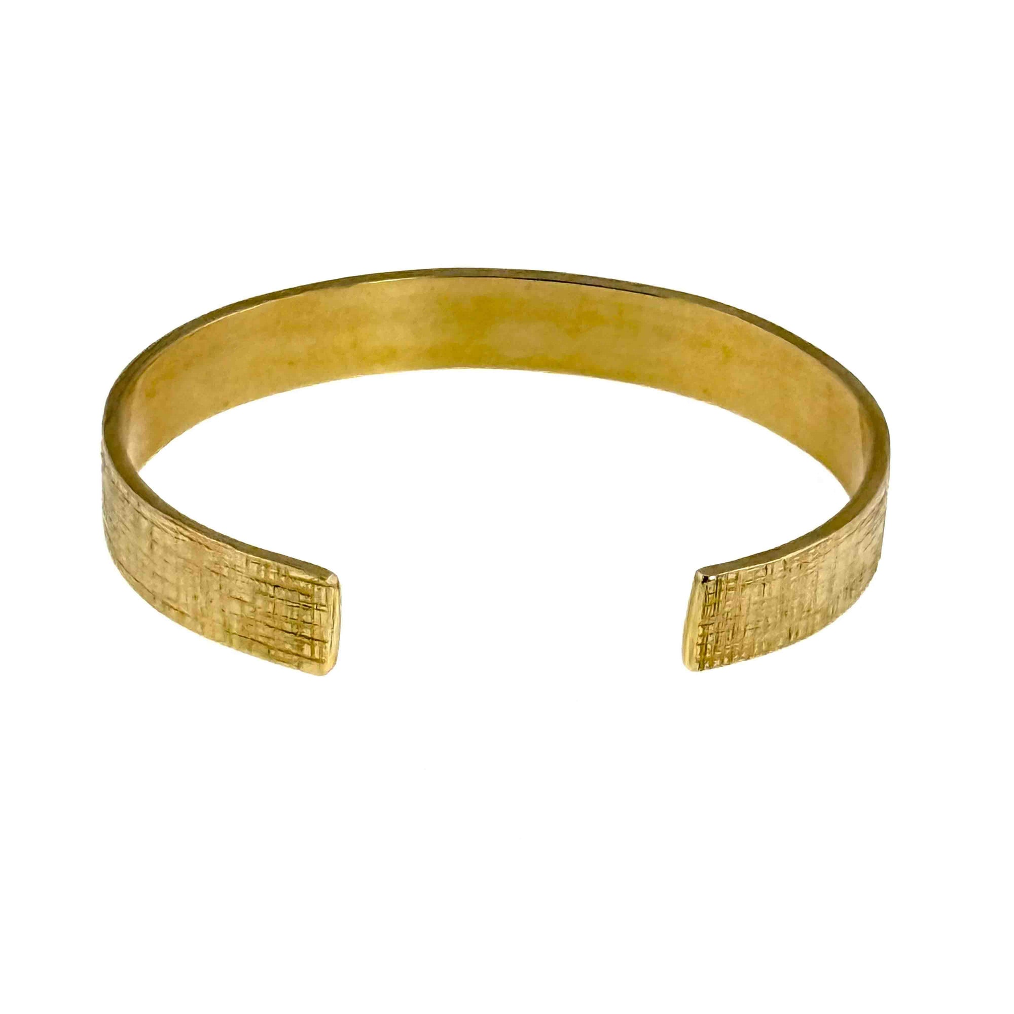 Opening of 10mm Wide Linen Nu Gold Tone Brass Cuff Bracelet