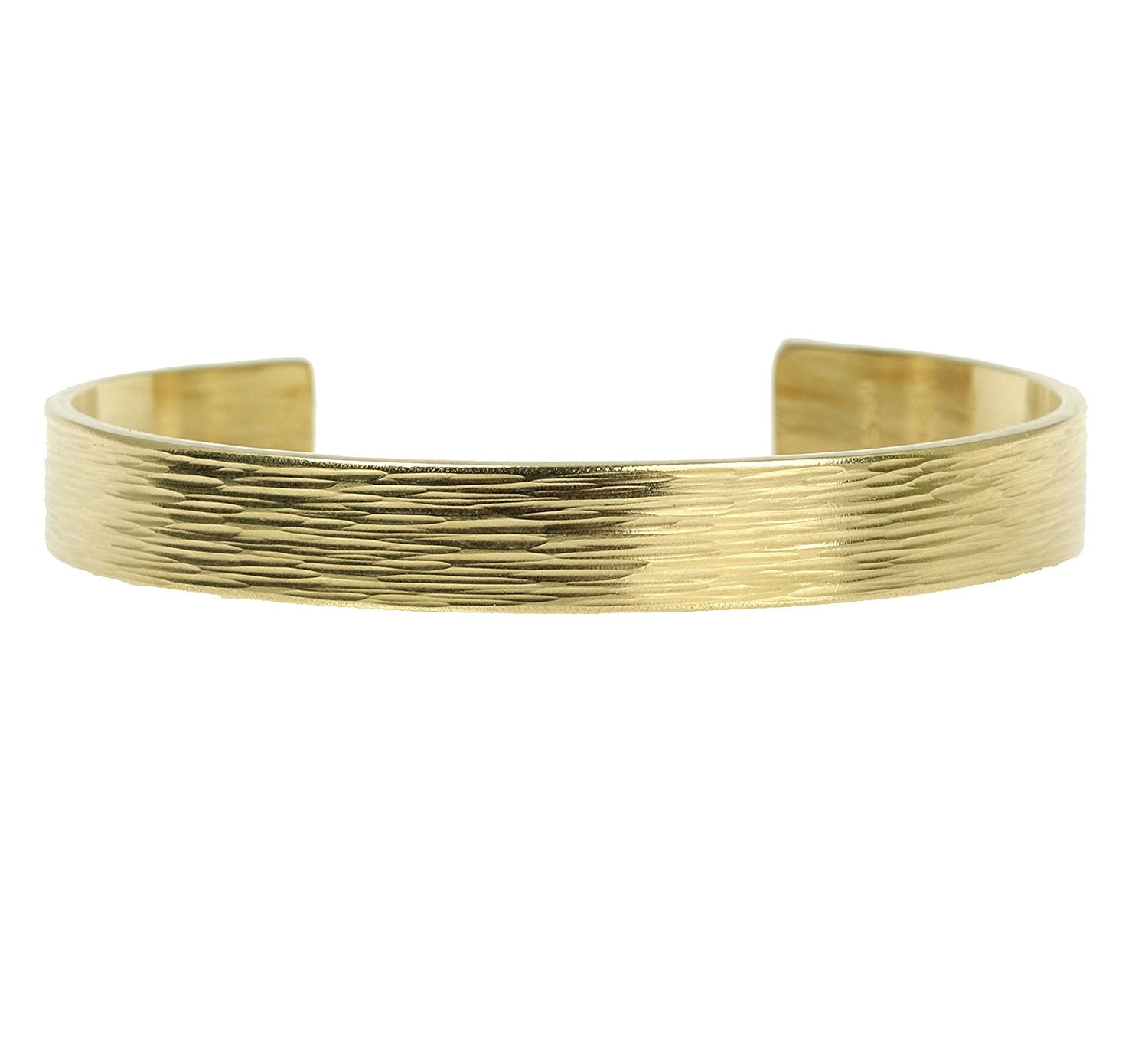 Detailed View of 10mm Wide Bark Nu Gold Tone Brass Cuff Bracelet Texture
