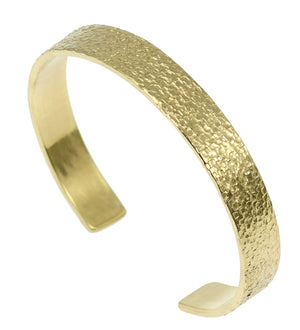 1 of 7: A 10mm Wide Texturized Nu Gold Tone Brass Cuff Bracelet on a White Background