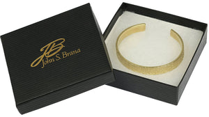 6 of 7: 10mm Wide Texturized Nu Gold Tone Brass Cuff Bracelet in a Black Gift Box with Gold Logo