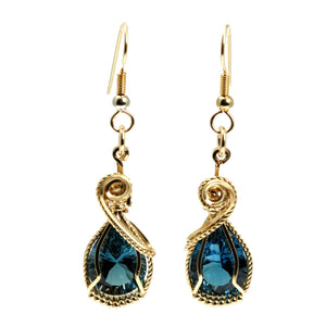 3 of 4: Detail View of 12 CT London Blue Topaz 14K Gold-filled Earrings