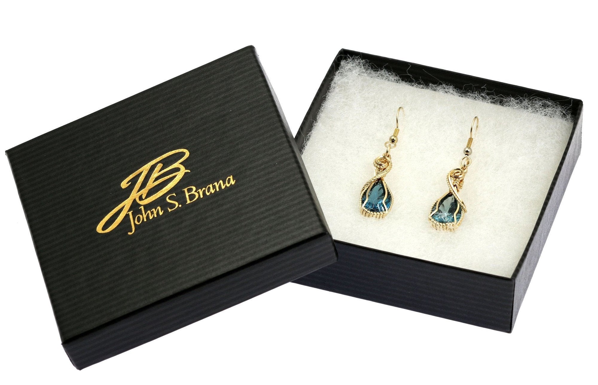 12 CT London Blue Topaz 14K Gold-filled Earrings in Gift Box