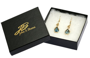 4 of 4: 12 CT London Blue Topaz 14K Gold-filled Earrings in a Black Gift Box with Gold Logo