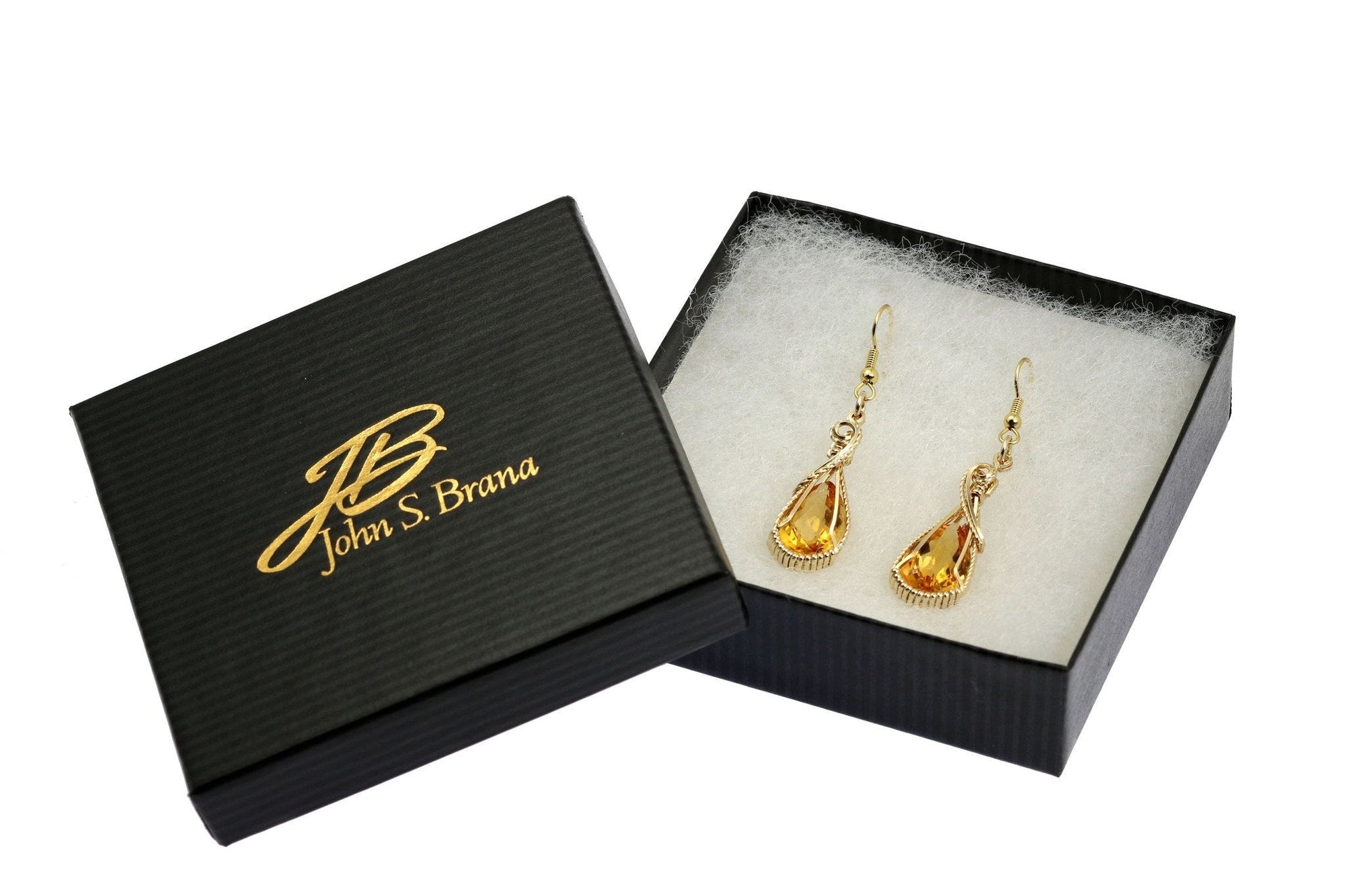 13.5 CT Citrine 14K Gold-filled Earrings in Black Gift Box with Gold Logo