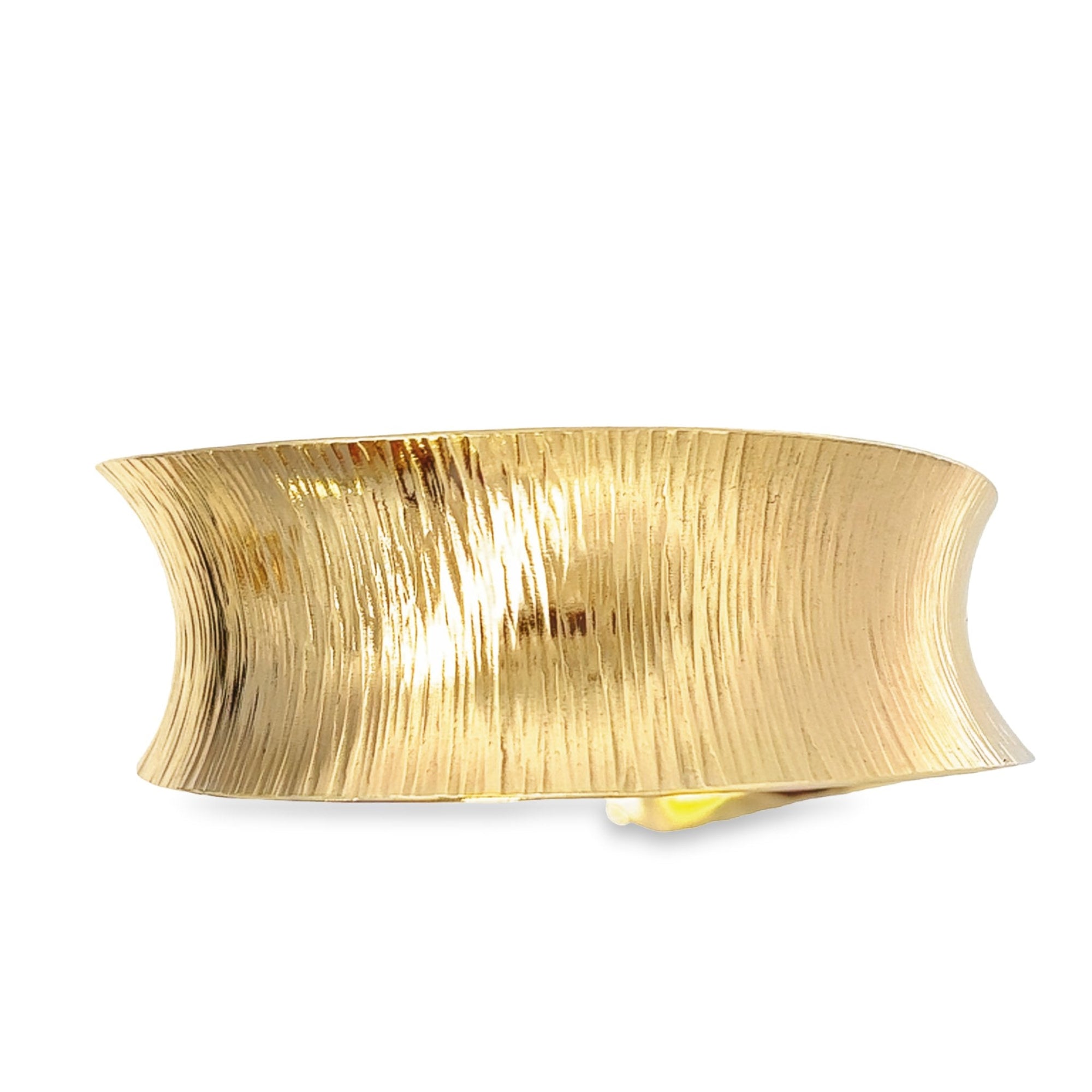 Top View Detail 14K Gold Chased Anticlastic Bangle Bracelet