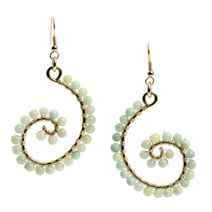 3 of 4: Close Up of 14K Gold-filled Amazonite Scroll Earrings