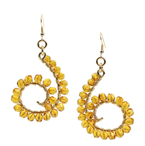 3 of 4: Close Up of 14K Gold-filled Amber Wire Wrapped Earrings