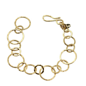 1 of 4: A 14K Gold-filled Hammered Link Chain Bracelet on a White Background