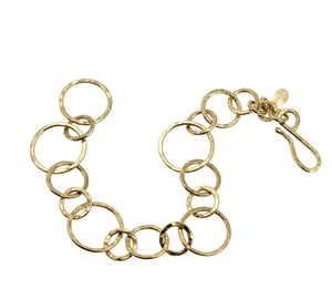 2 of 4: 14K Gold-filled Hammered Link Chain Bracelet Close Up View