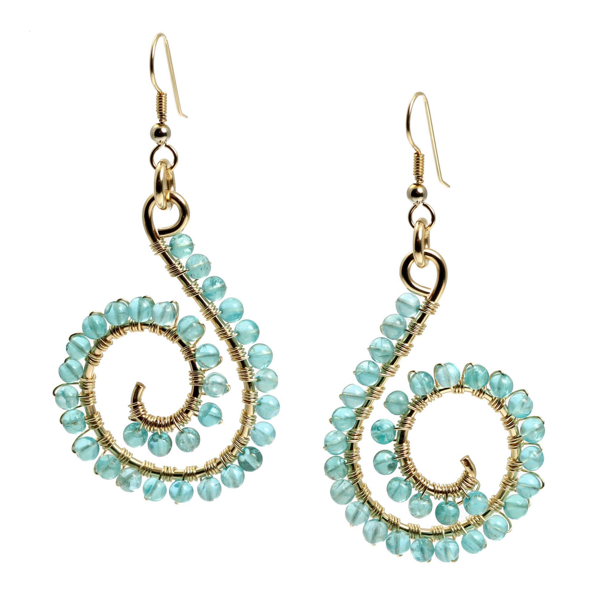 14k Gold-filled Wire Wrapped Earrings With Apatite Detail View