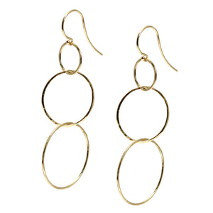 3 of 4: Close Up View 14K Gold Hammered Chandelier Earrings