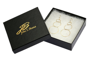 4 of 4: 14K Gold Hammered Chandelier Earrings in Black Gift Box with Gold Logo