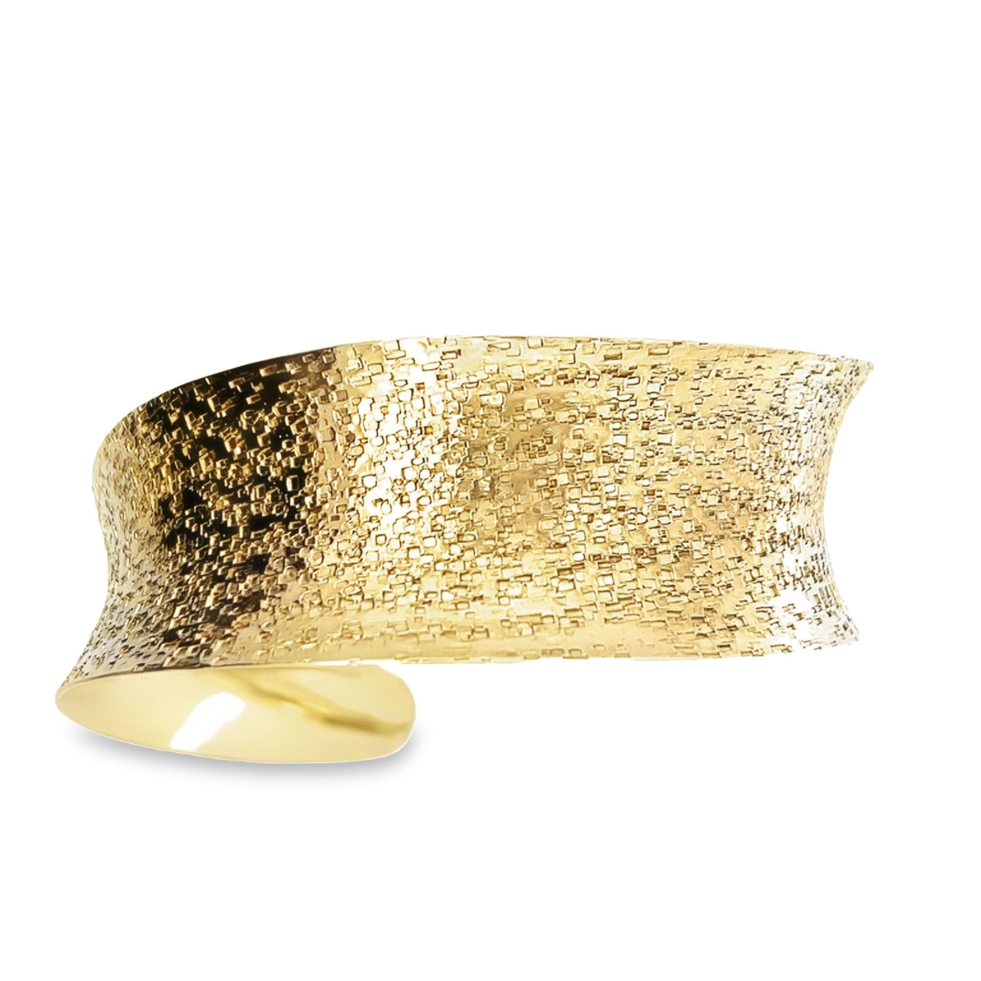14K Gold Texturized Anticlastic Bangle Bracelet Top View