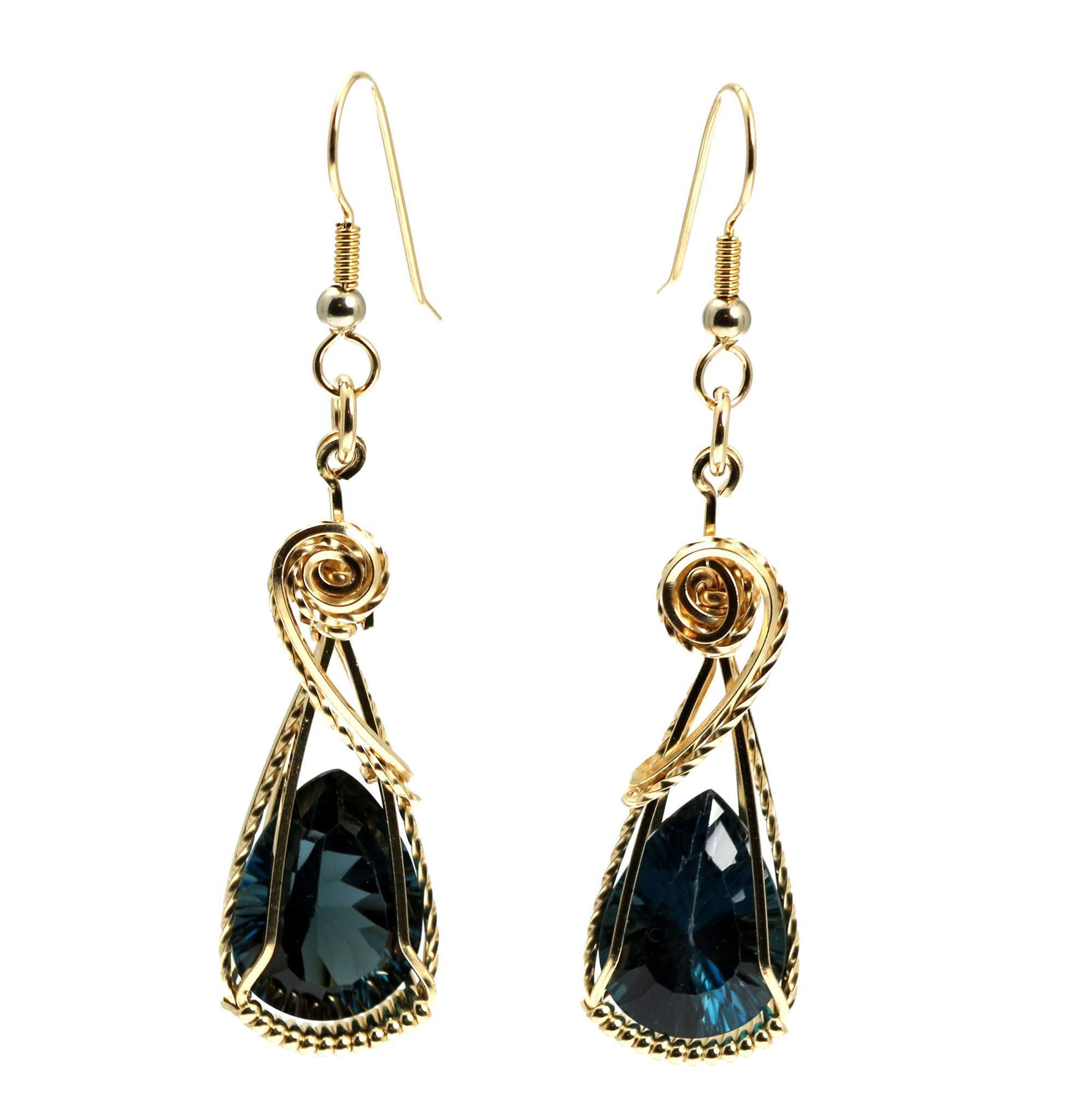 Shape of Cut London Blue Topaz 14K Gold-filled Earrings