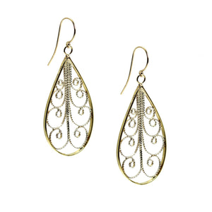 3 of 4: Shape of 18K Gold Filigree Tear Drop Earrings