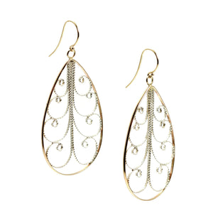 3 of 4: Shape of Large 18K Gold Filigree Tear Drop Earrings