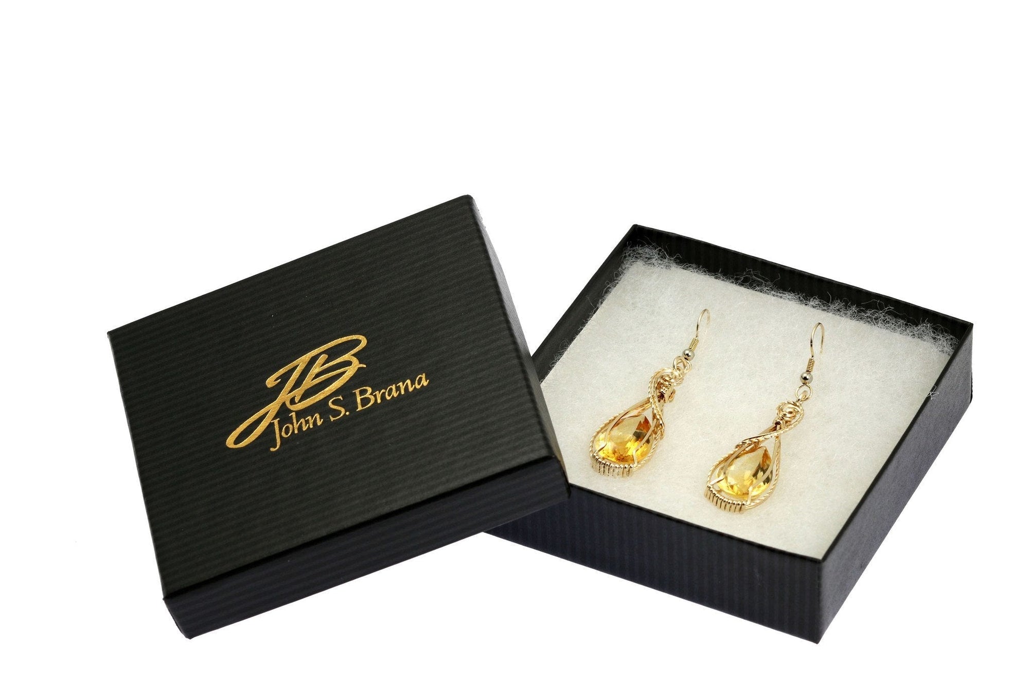 Cushion Cut Citrine 14K Gold-filled Earrings in Gift Box