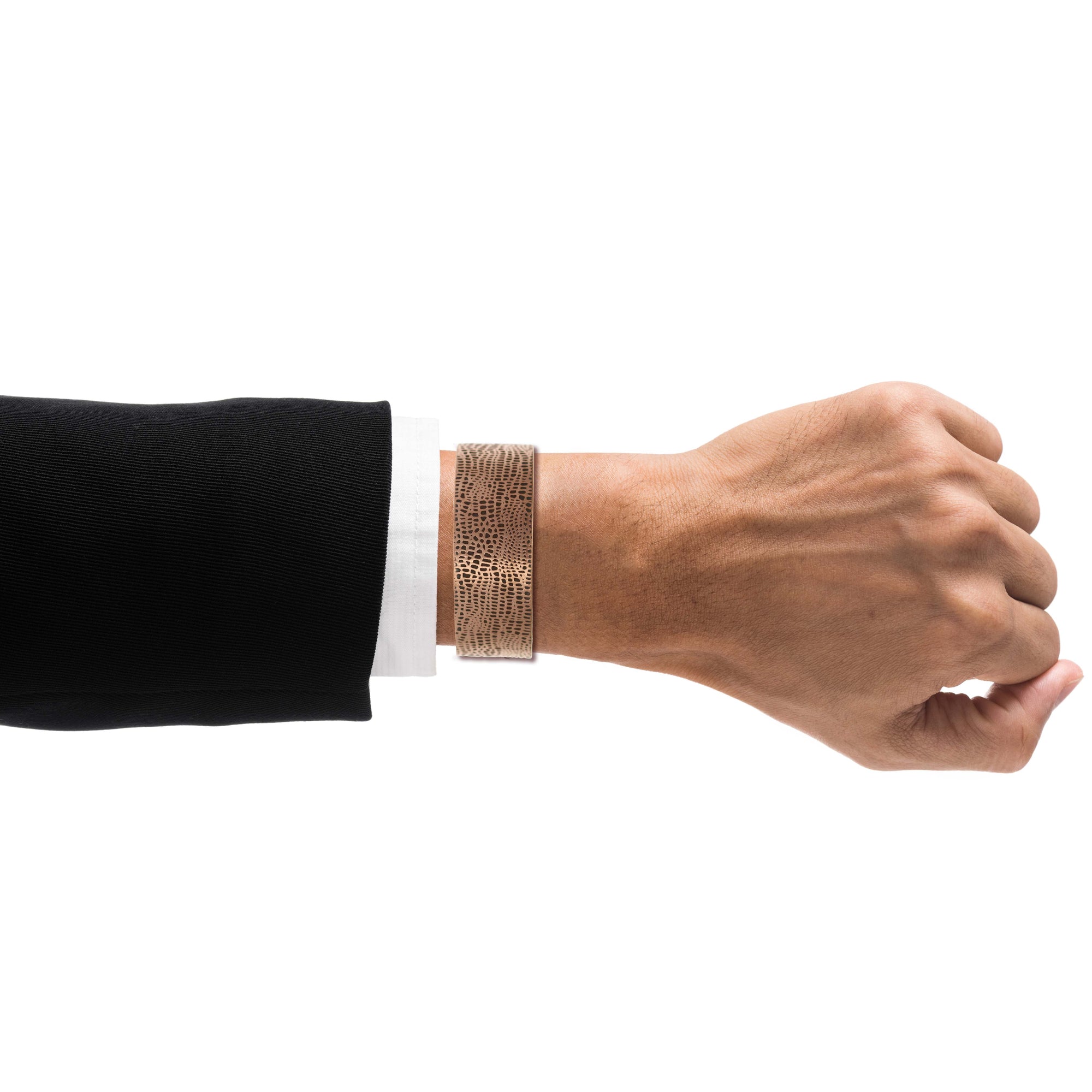 Men's Copper Alligator Embossed Cuff  on Man's Wrist