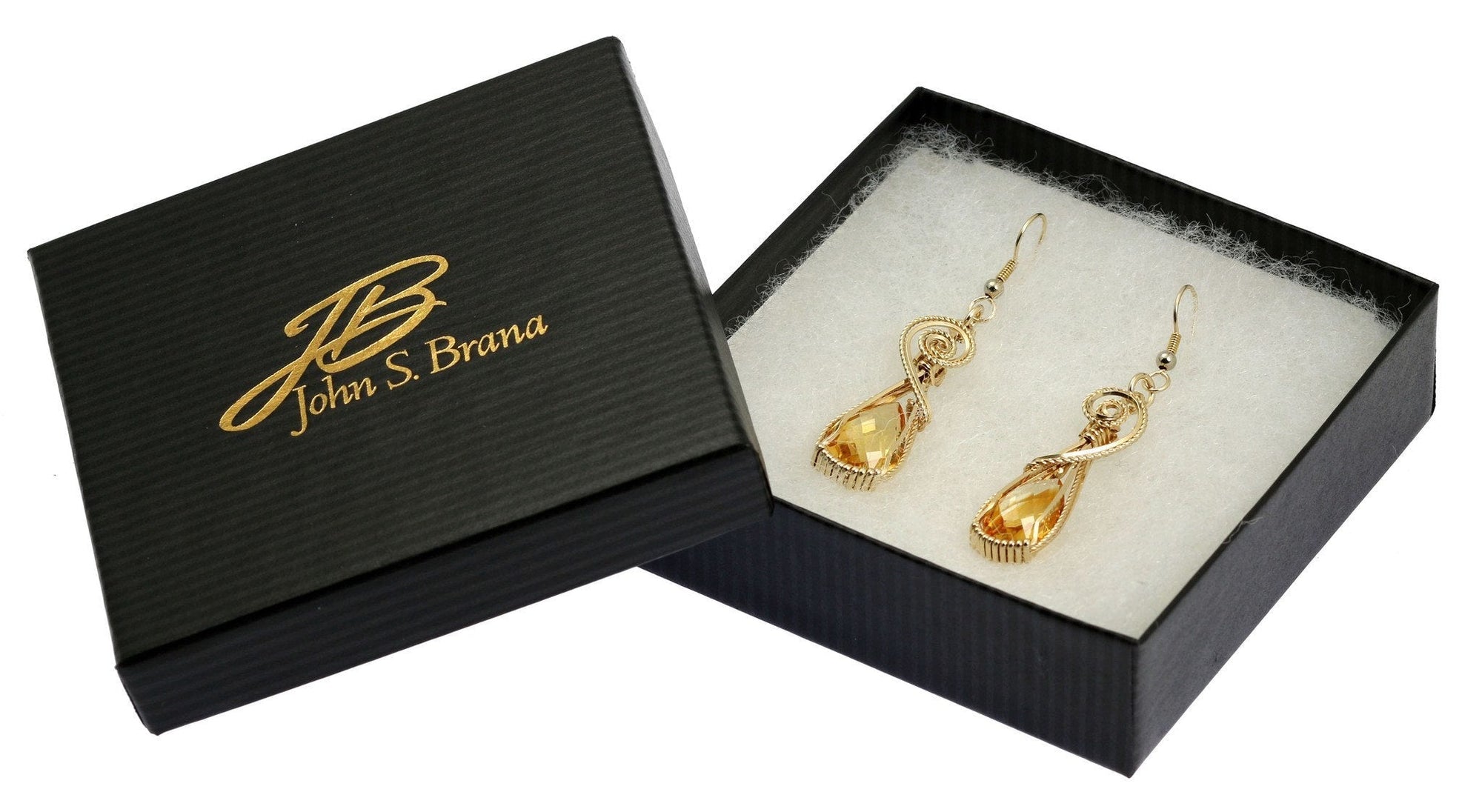 Citrine 14K Gold-filled Earrings in a Black Gift Box with Gold Logo