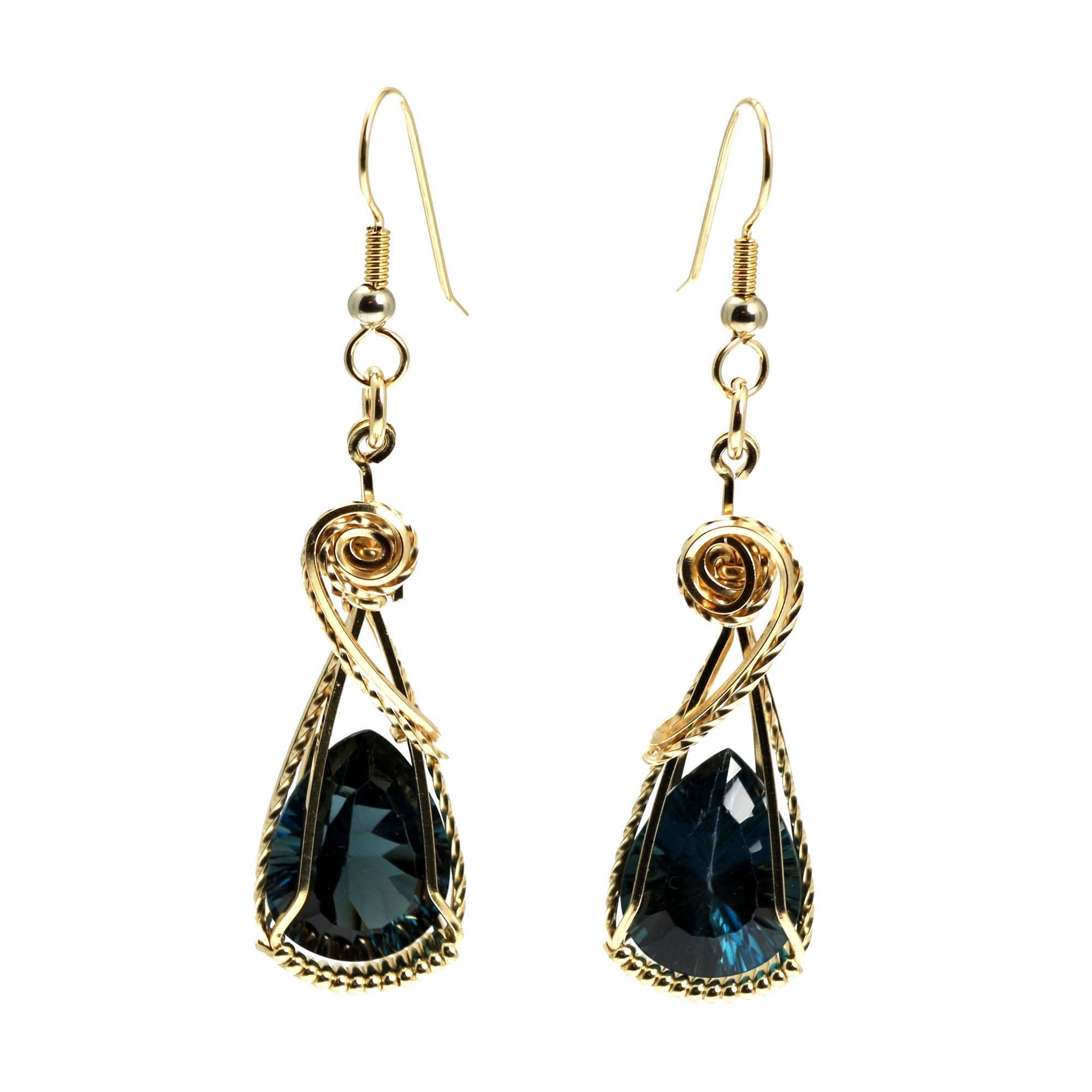Shape of London Blue Topaz 14K Gold-filled Earrings