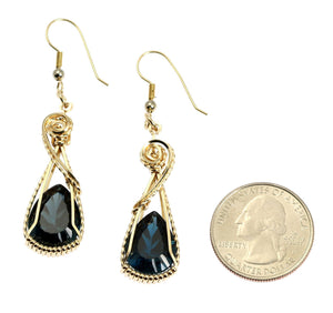 2 of 4: Size of London Blue Topaz 14K Gold-filled Earrings compared to a US Quarter Coin