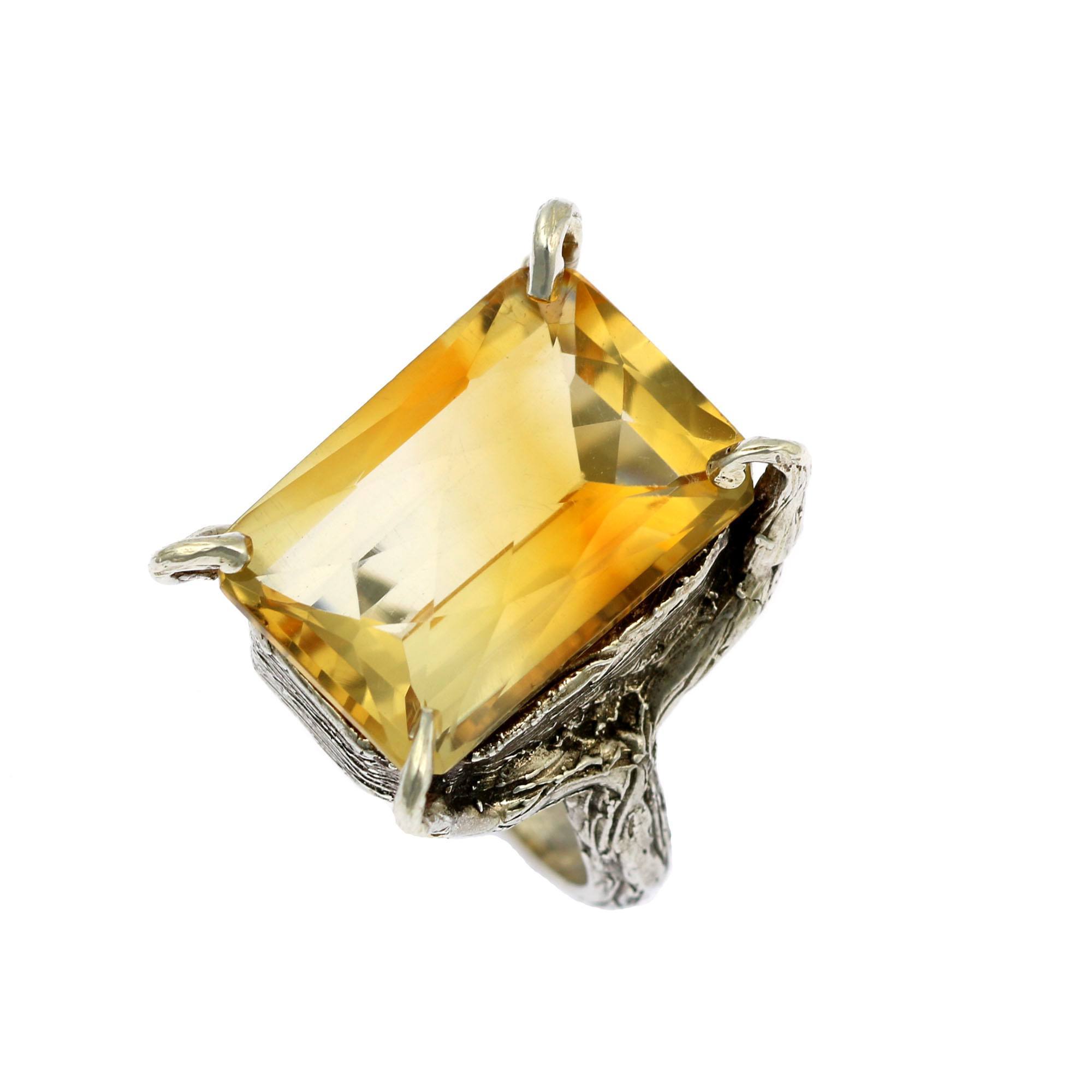 Side View of Citrine Sterling Silver Cocktail Ring