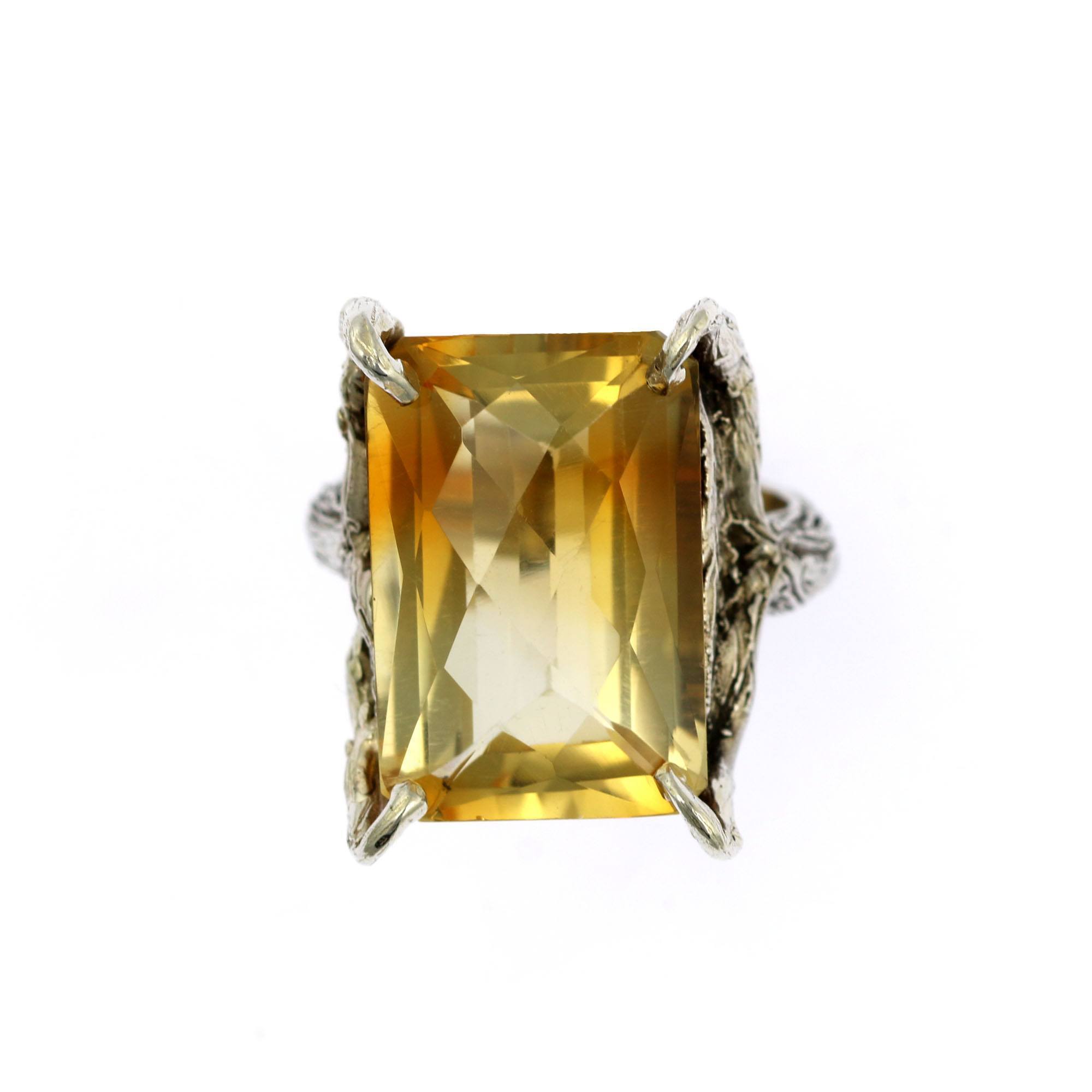 Front View of Citrine Sterling Silver Cocktail Ring