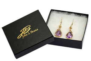 4 of 4: 24 CT Amethyst 14K Gold-filled Wire Wrapped Earrings in a Black Gift Box with Gold Logo