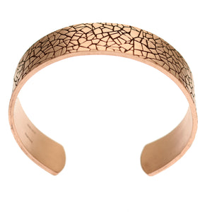 8 of 9: Shape of Men's 3/4 Inch Wide Mosaic Embossed Solid Copper Cuff 