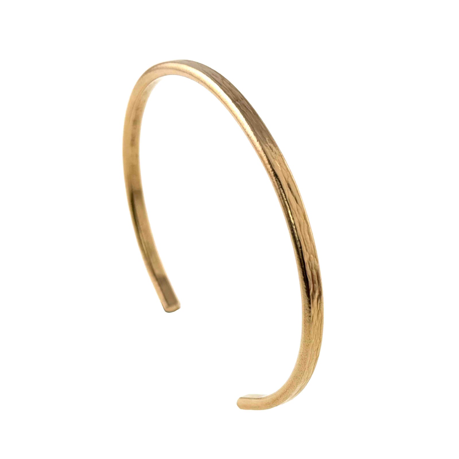 A handcrafted 3.5mm wide solid bronze cuff bracelet with a subtle bark-textured finish. The bracelet has a warm, golden-brown tone and a smooth, slightly curved open design for easy wear. Its minimalist and organic look makes it perfect for everyday styling or gifting, especially for anniversaries.