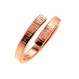 3 of 8: 3.5mm Chased Copper Bypass Ring on a white background - Close Up