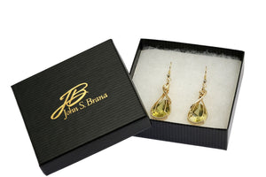 4 of 4: 32 CT Green Gold Quartz 14K Gold-Filled Earrings in a Black Gift Box with Gold Logo