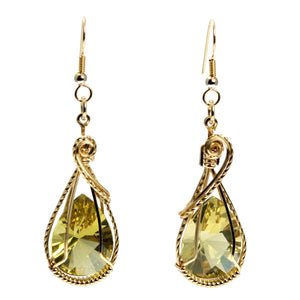3 of 4: Detail View of 32 CT Green Gold Quartz 14K Gold-Filled Earrings