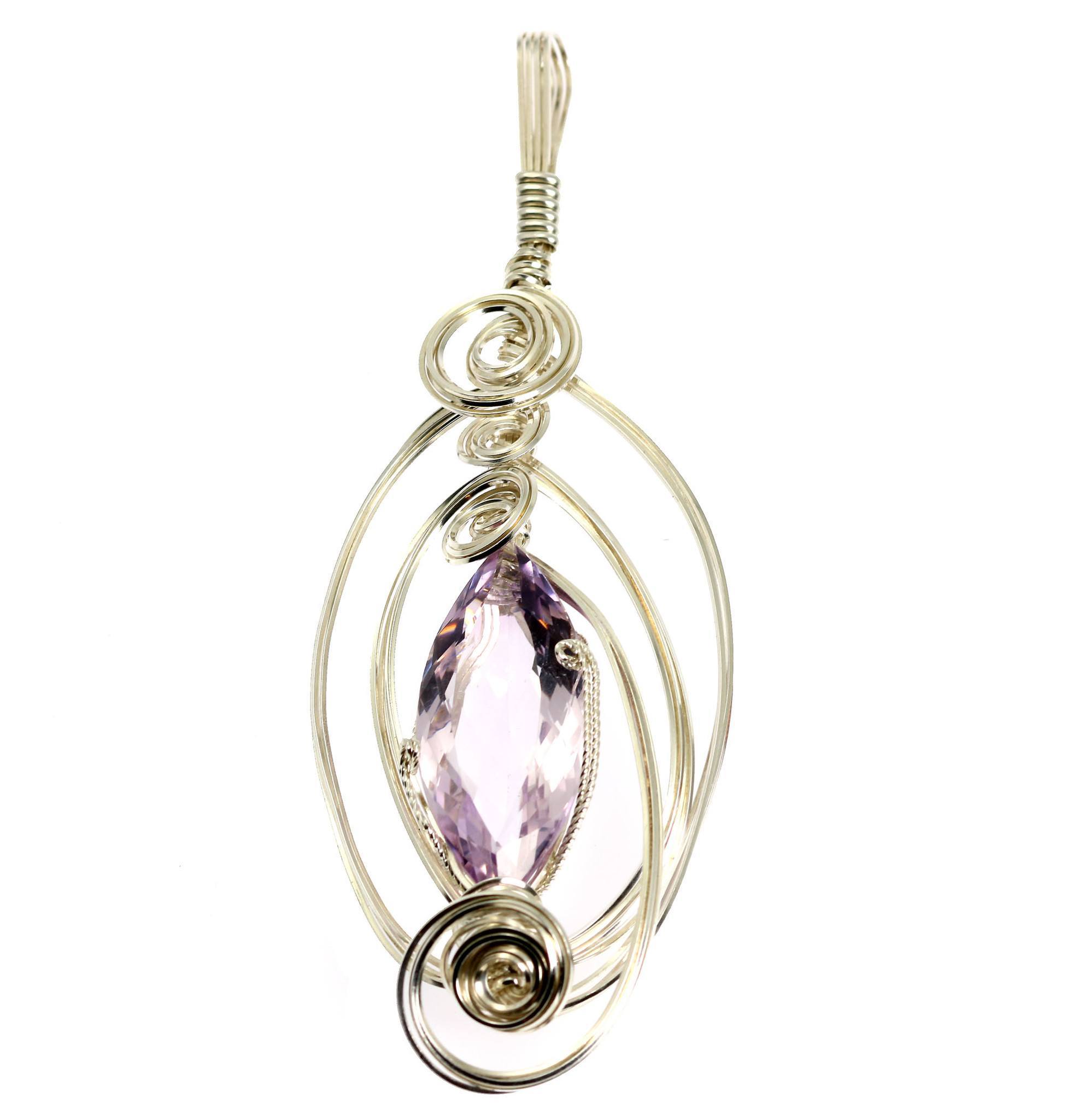 32.5 CT Marquise Cut Amethyst Sterling Silver Pendant