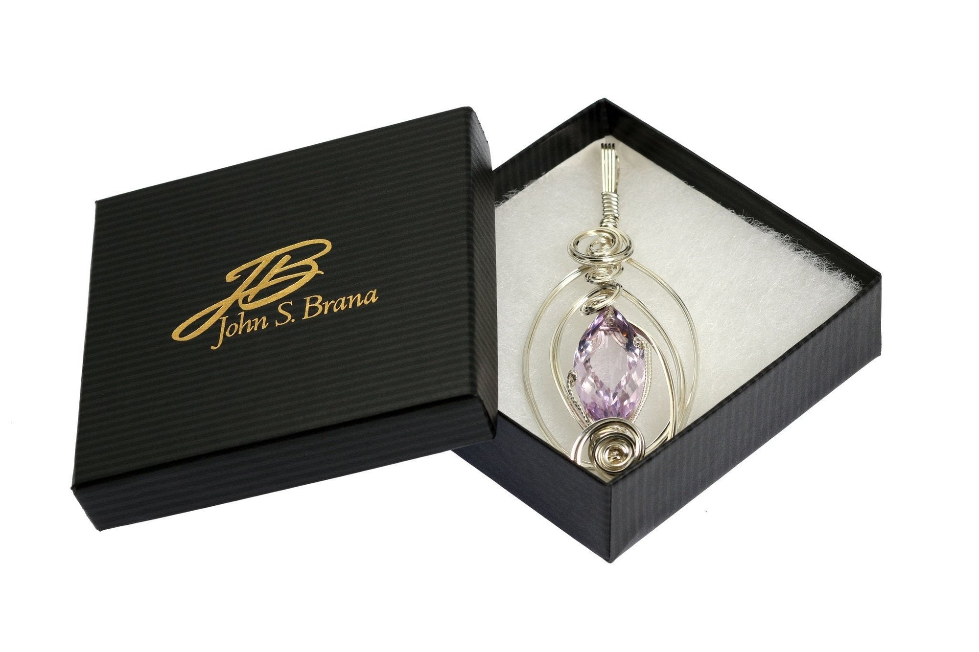 Marquise Cut Amethyst Sterling Silver Pendant in Gift Box