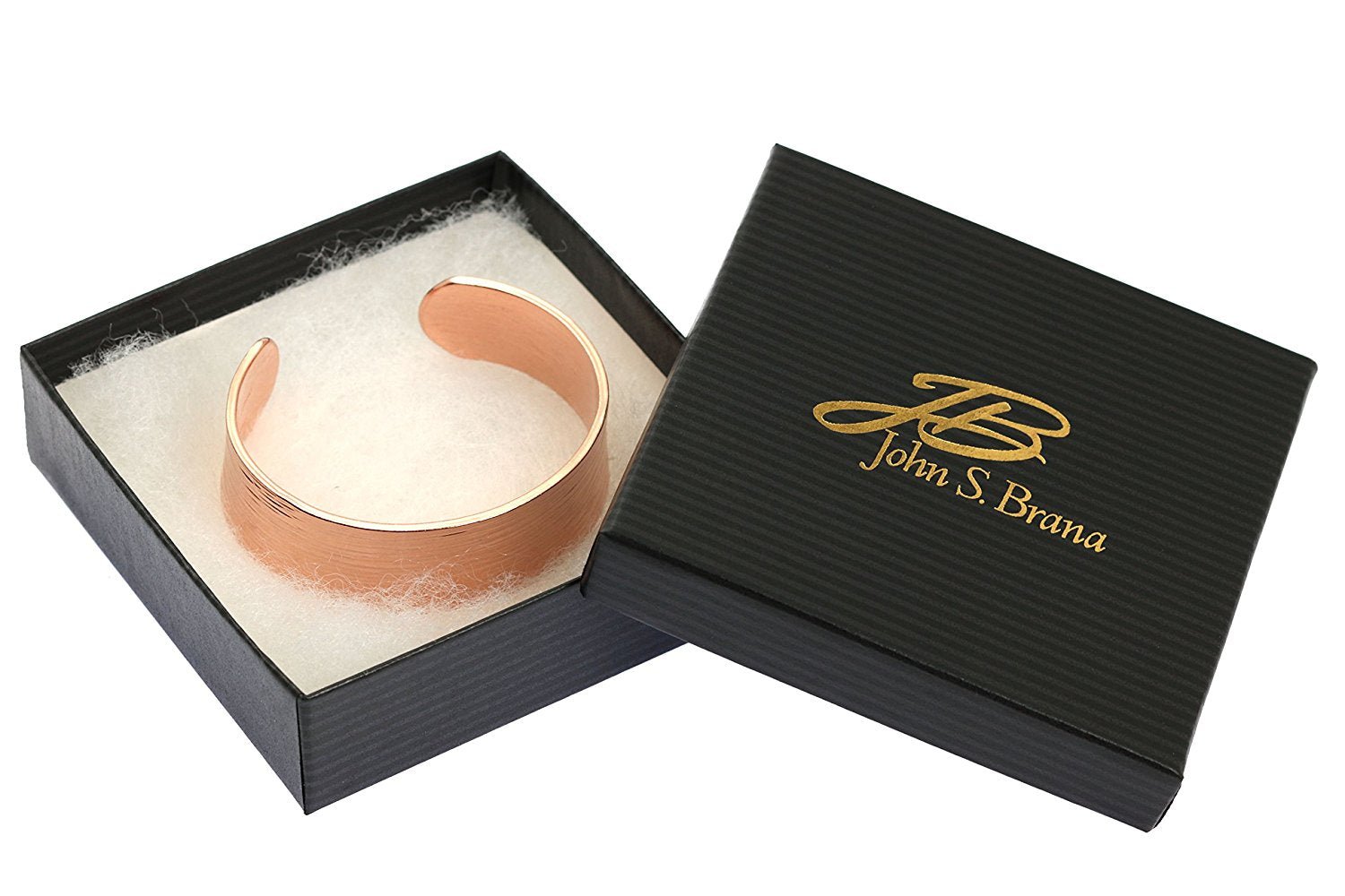 3/4 Inch Wide Chased Copper Bark Cuff Bracelet in a Black Gift Box with Gold Logo