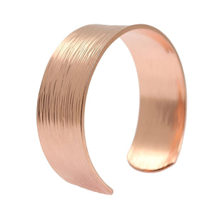 1 of 8: A 3/4 Inch Wide Chased Copper Bark Cuff Bracelet on a White Background