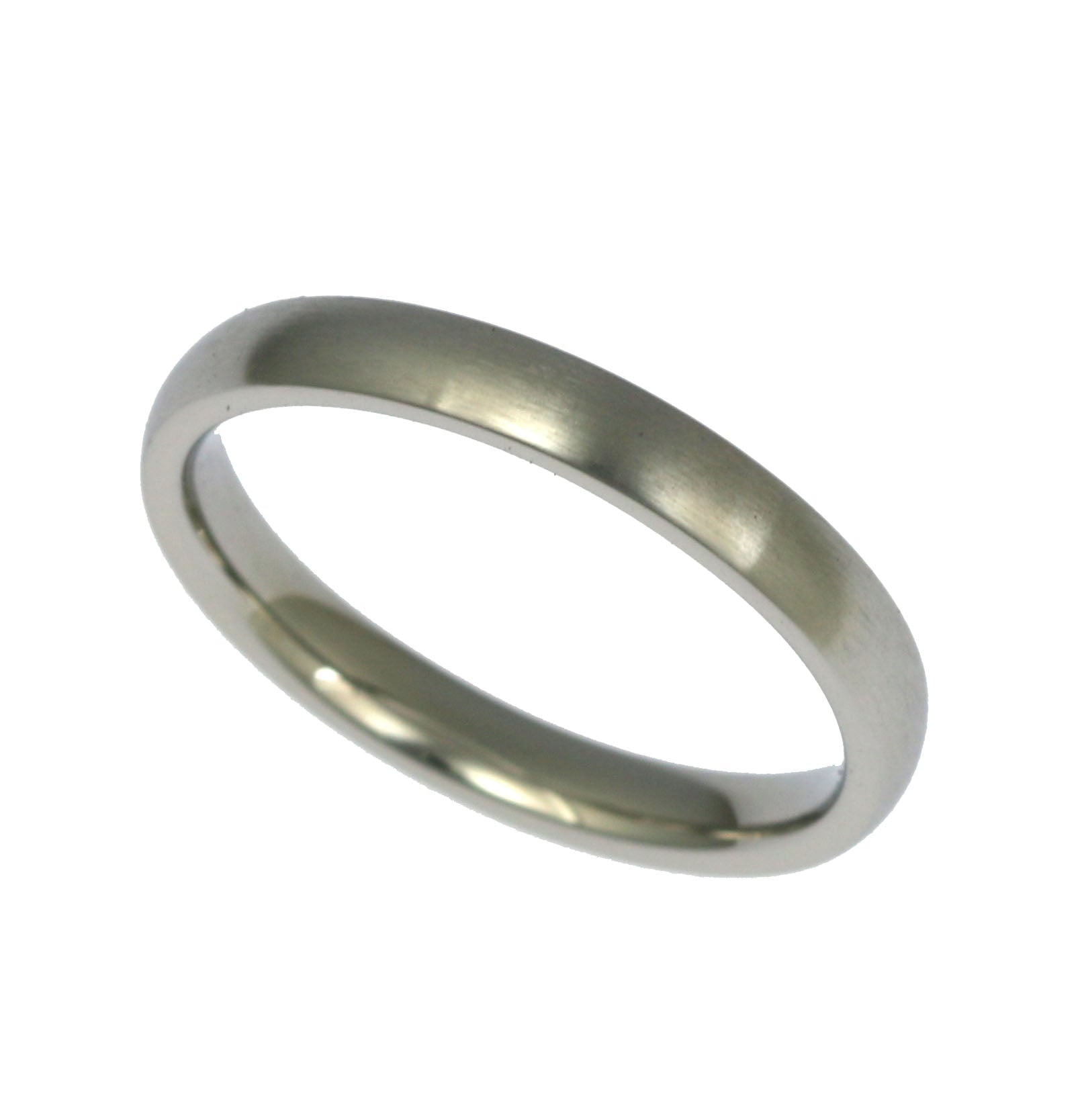 Side View 3mm Brushed Comfort Fit Stainless Steel Men's Ring