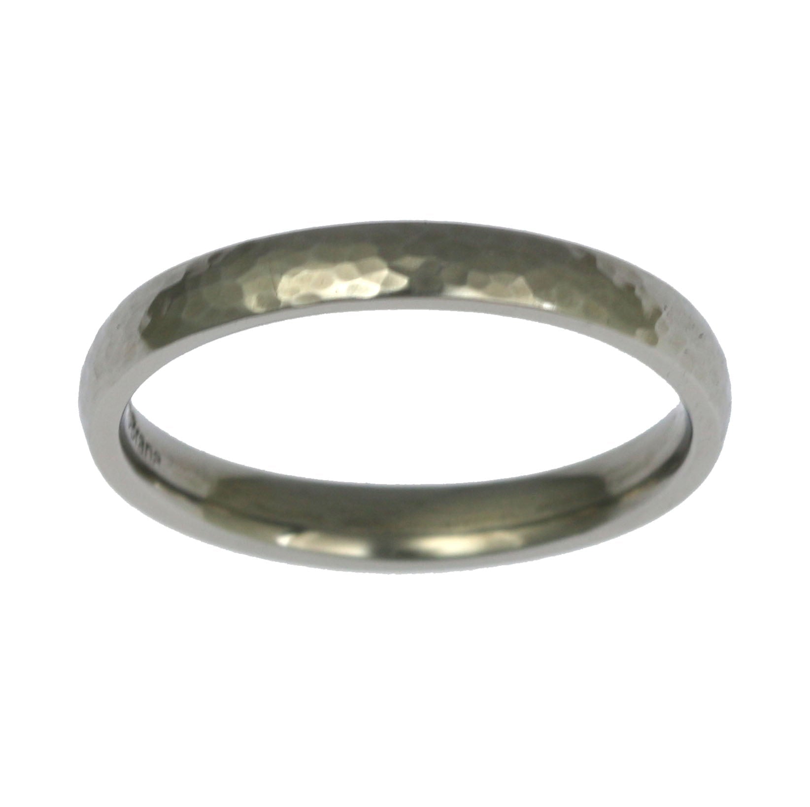Top of 3mm Hammered Comfort Fit Stainless Steel Men's Ring