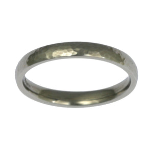 4 of 5: Top of 3mm Hammered Comfort Fit Stainless Steel Men's Ring