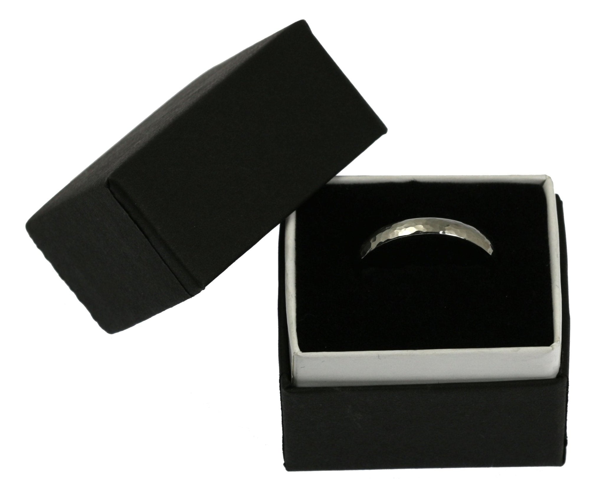 3mm Hammered Comfort Fit Stainless Steel Men's Ring in Black Gift Box