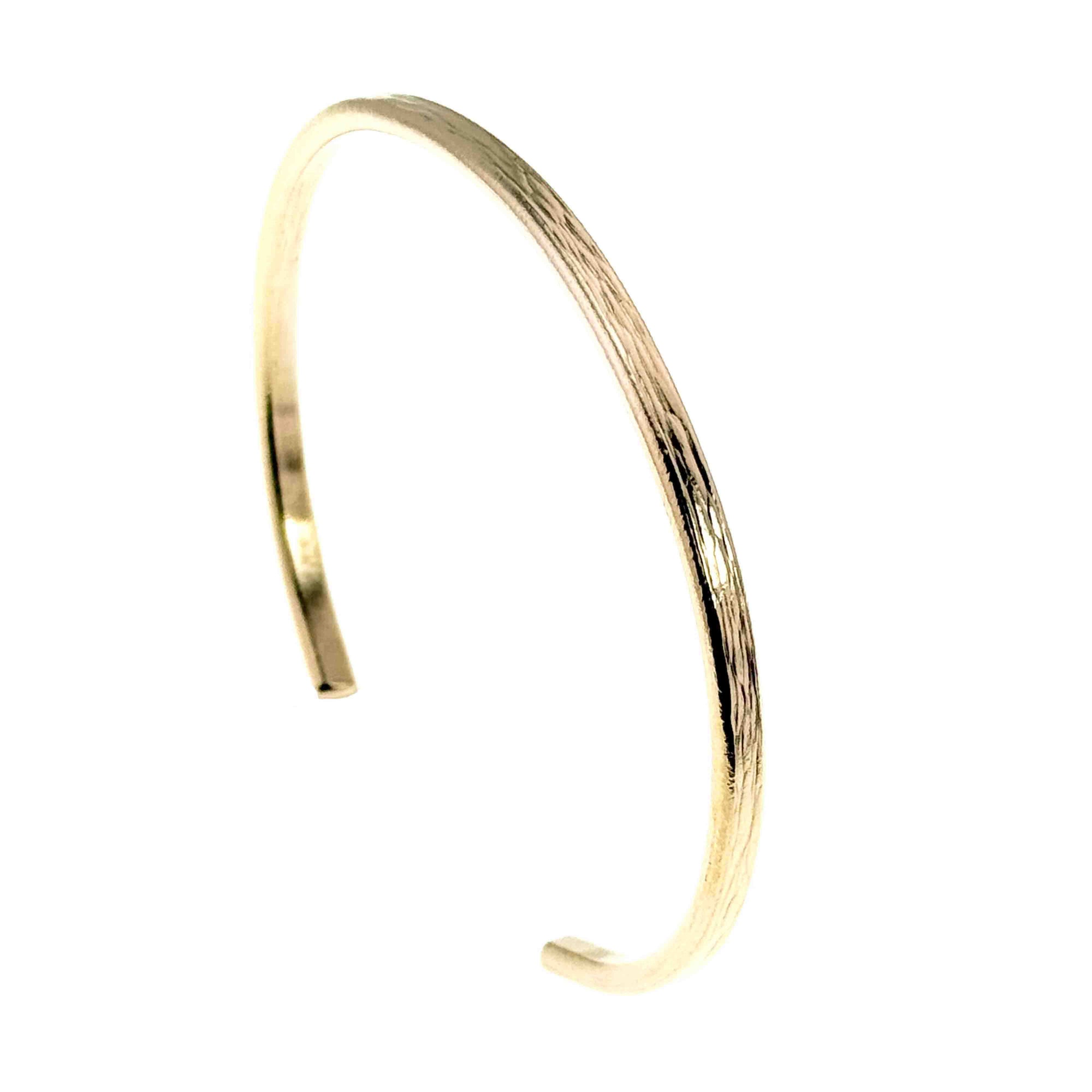 3.5mm Bark Nu Gold Brass Cuff Bracelet Rights Side View