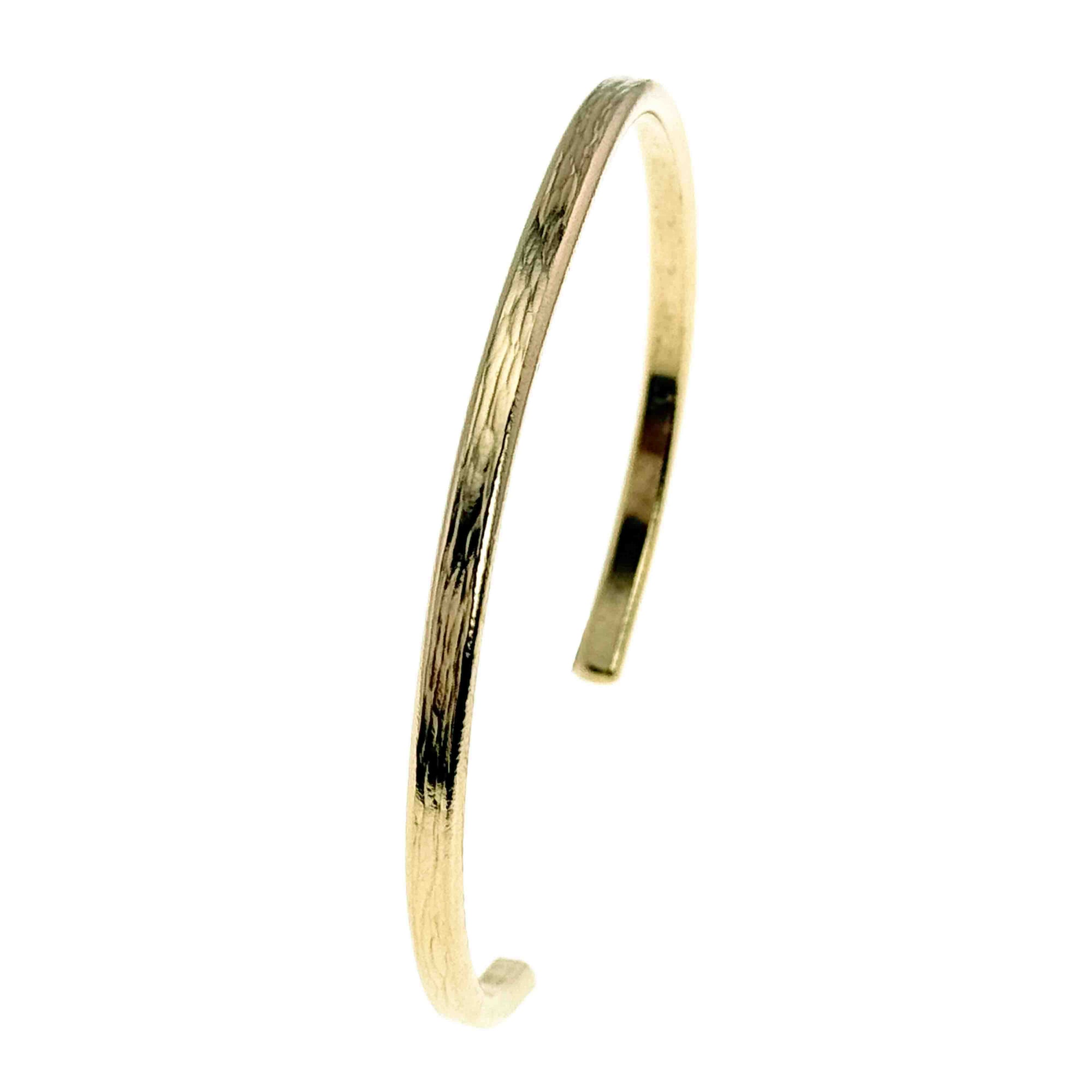3.5mm Bark Nu Gold Brass Cuff Bracelet on a white background