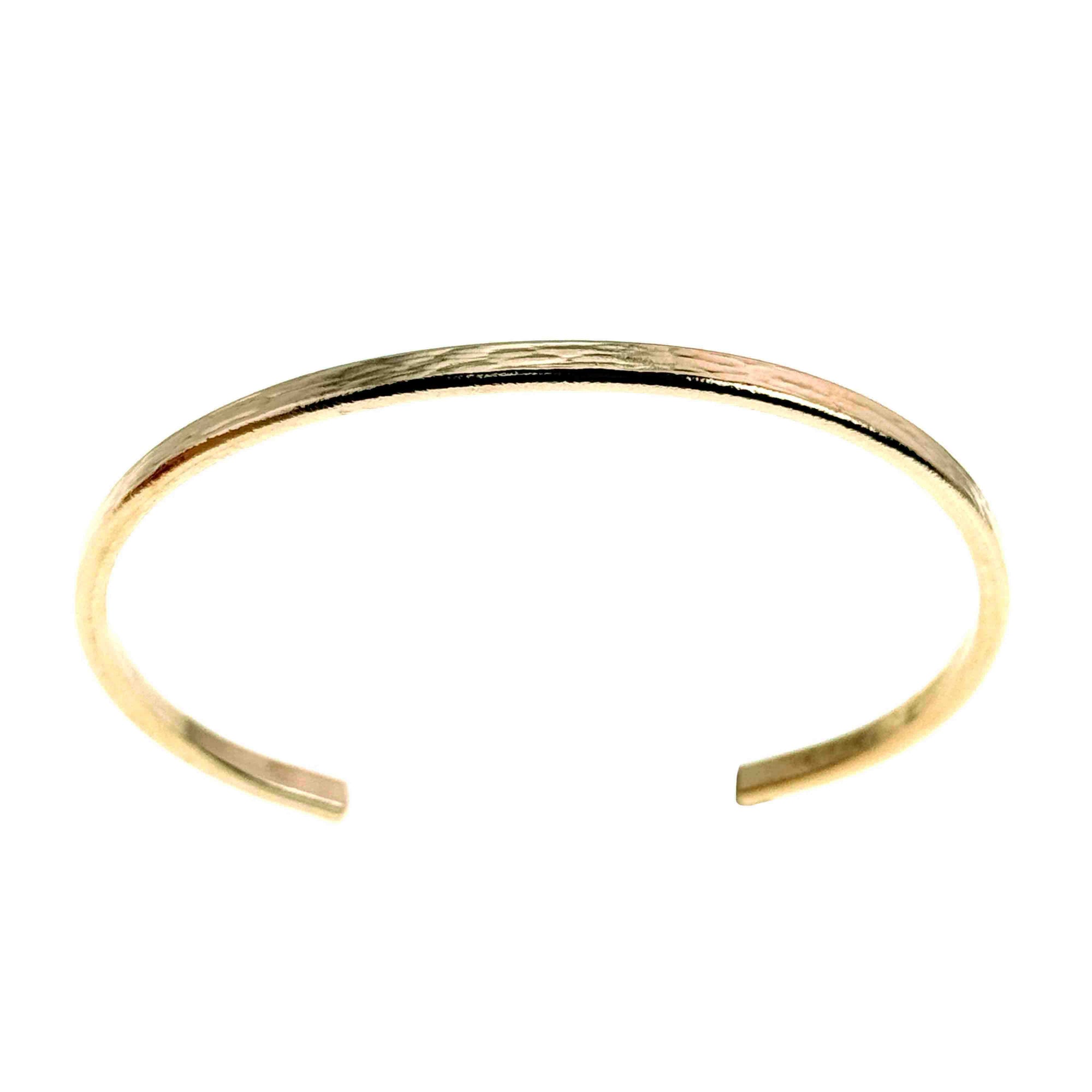 Top View of 3.5mm Bark Nu Gold Brass Cuff Bracelet