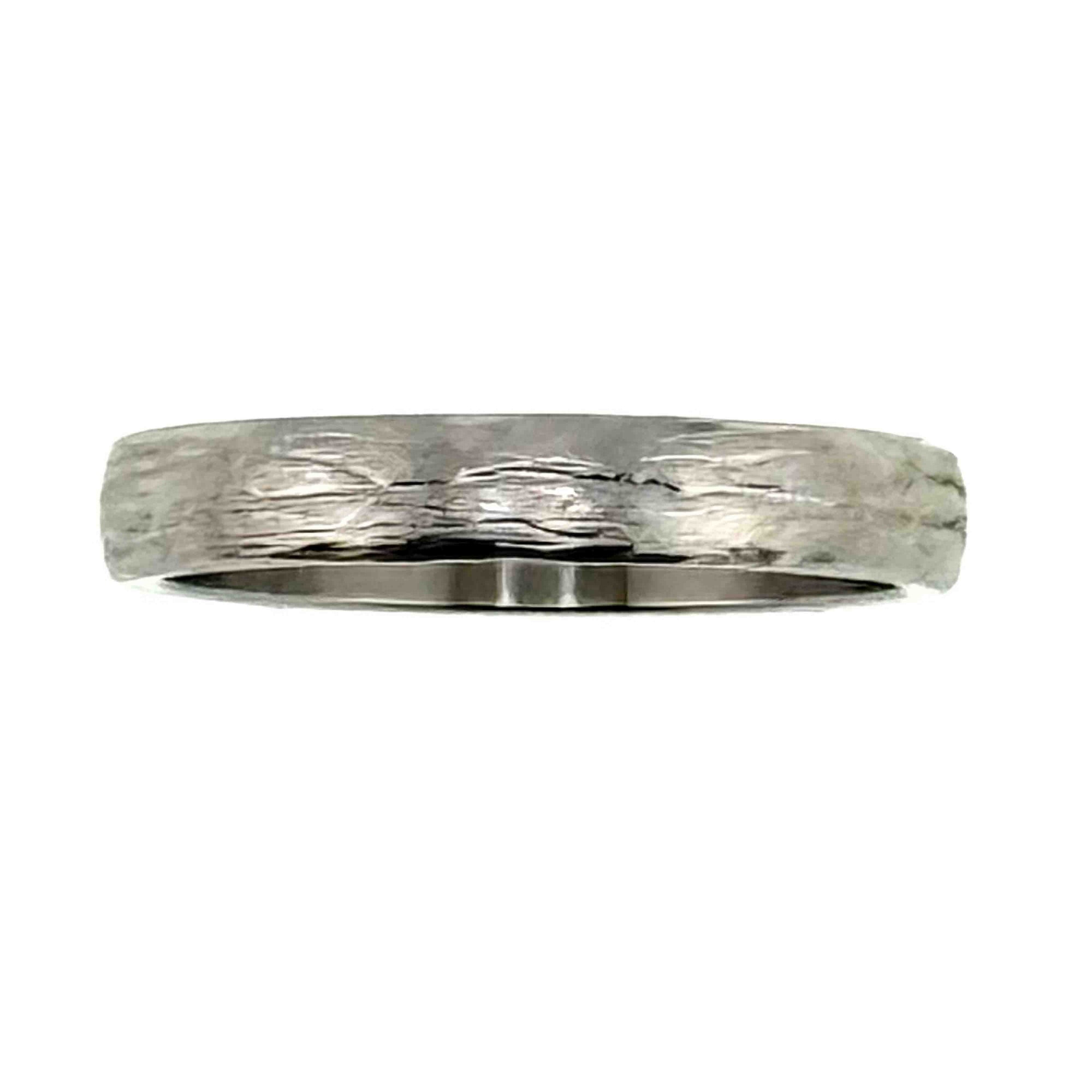 3mm Bark Stainless Steel Comfort Fit Ring with a textured band on a white background