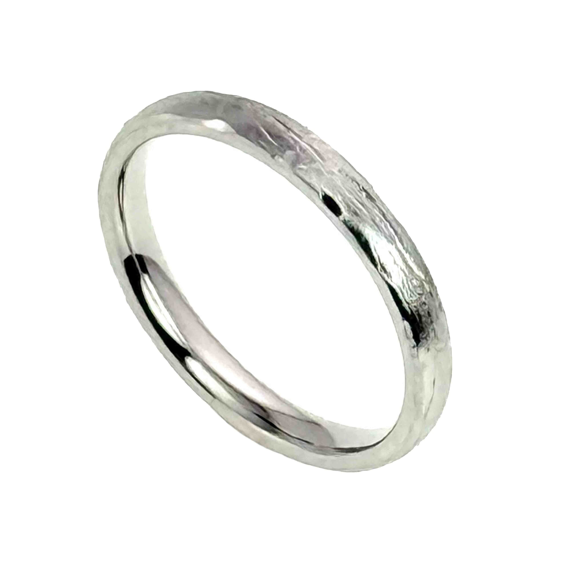 3mm Bark Stainless Steel Comfort Fit Ring Close Up on a white background