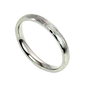 3 of 10: 3mm Bark Stainless Steel Comfort Fit Ring Close Up on a white background