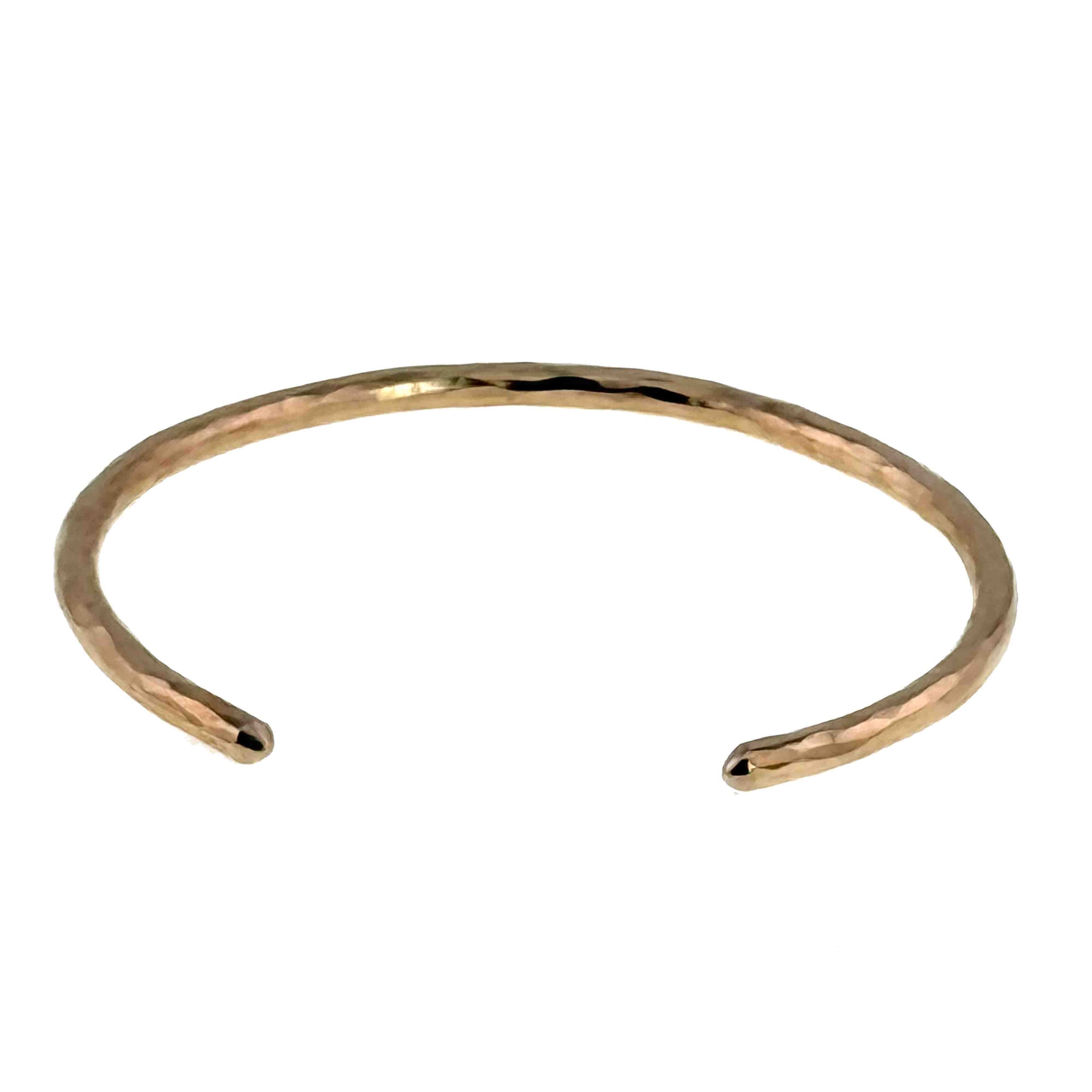 Opening of 3mm Wide Hammered Solid Bronze Cuff Bracelet